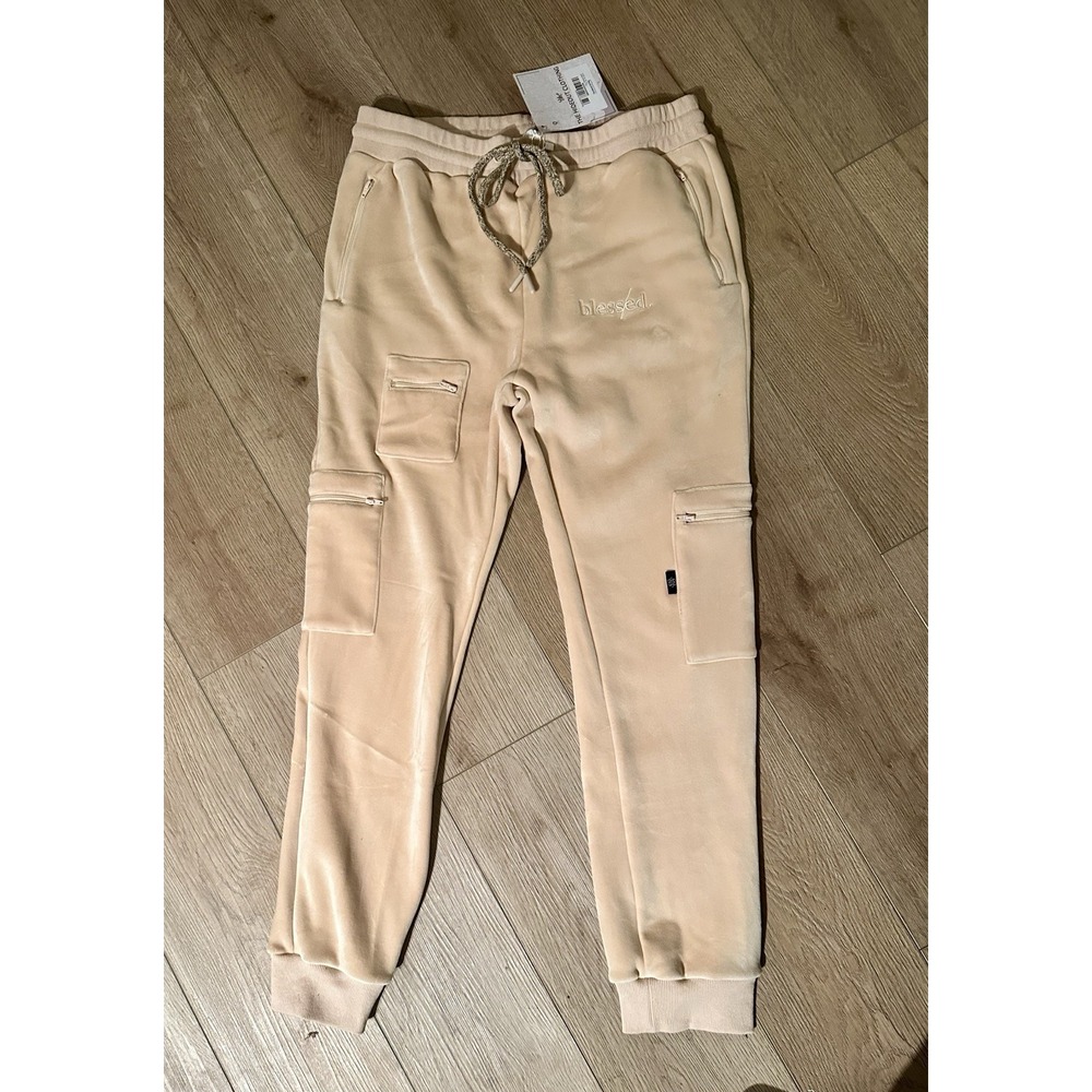 Maison Hideout Clothing Blessed Velour Sweatpants Sand Cargo Joggers Men's Large